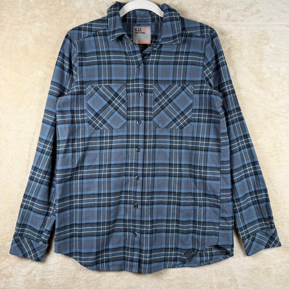 5.11 Tactical Womens Blue Plaid Flannel‎ Button Down Shirt Small Utility Hiking